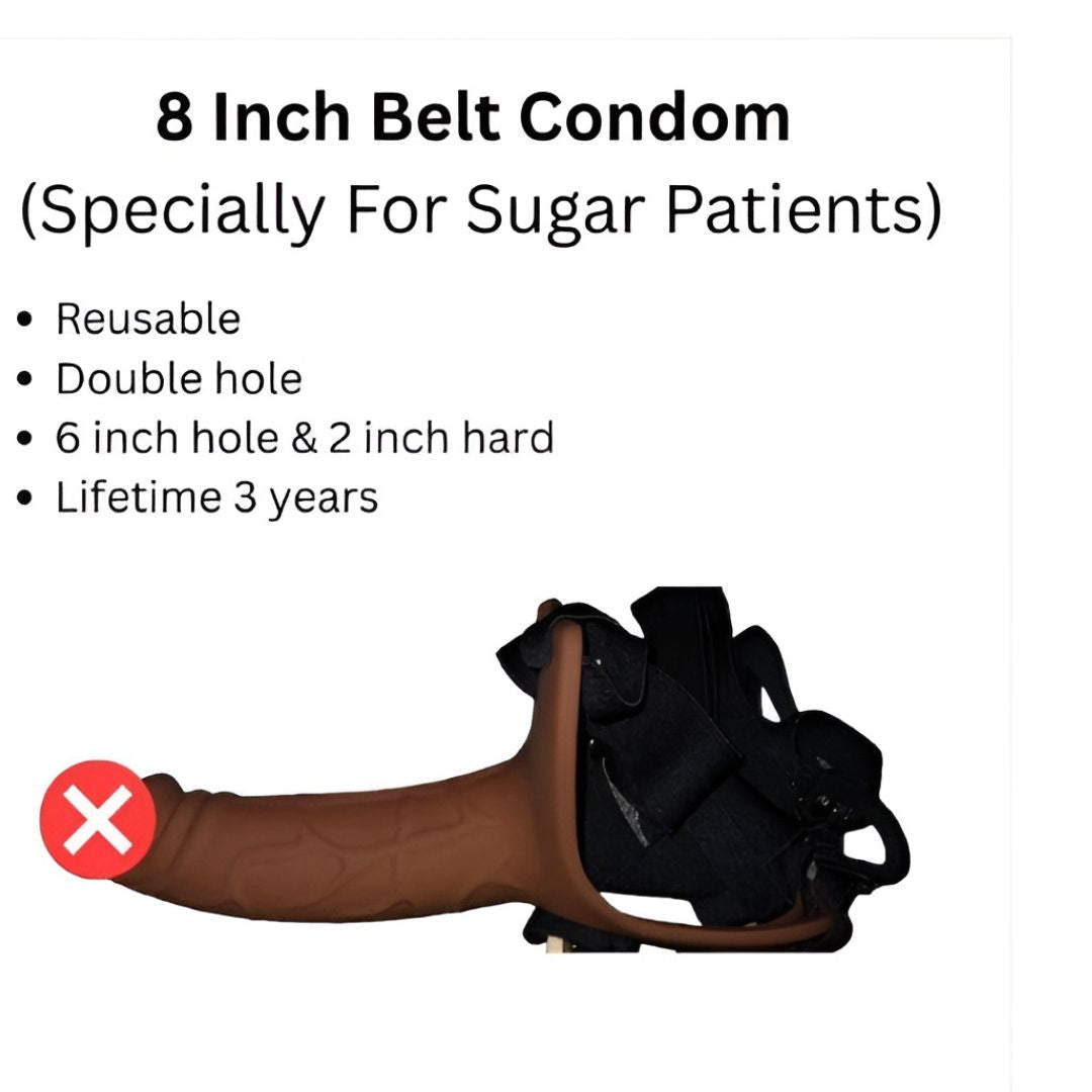 8 Inch china imported silicon condom with belt